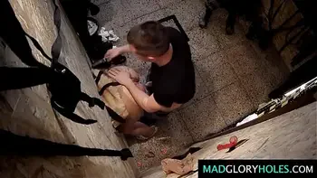 Horny MILF Gangbanged and Eating Cum