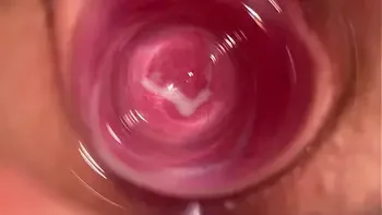 Camera deep inside Mia's vagina