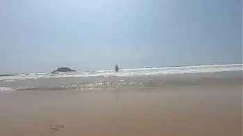 Walking nude freely & having fun on public nudist beach