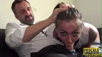 Tattooed fetish submissive deep throats