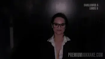 Premium Bukkake - Barbara Bieber swallows 14 gloryhole cum loads