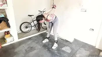 Bitchy Step-Sister Ball Gagged In Lesbian Strappado Bondage