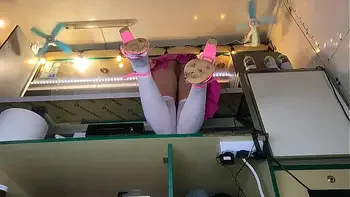 Boss spreading Alice legs for better pussy upskirt view