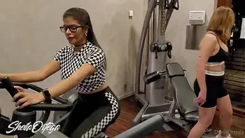 Lesbians get hot in the gym and go to the bathroom to fuck