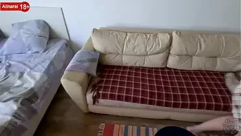 Stepson fucked big breasted stepmom while her hand got stuck in the bed mechanism