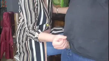 Stepmom jerking me off after work