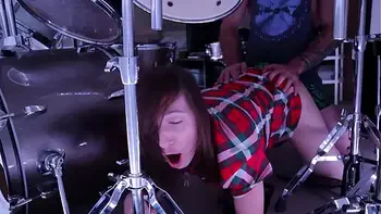 Stepmom gets stuck in Drum Set Stepson helps