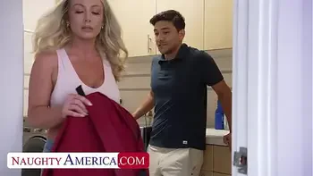 Blonde MILF Sadie Summers misses college cock so she bangs her son's friend