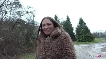 GERMAN SCOUT - Anal Casting Sex for Freckled Big Butt and Boobs Maid Cora Love