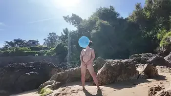 Curvy Nudist with Hairy Pussy on the Beach