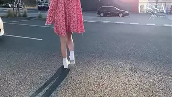 Hot woman shows off and touches herself on public bus