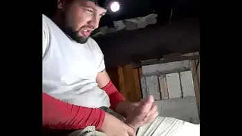 Huge cumshot long fat dick at work