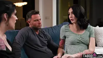 Pregnant couple dealing with unsatisfied cravings inviting a third