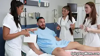 He has erection problem Three nurses will be enough to help with this especially these nympho nurses