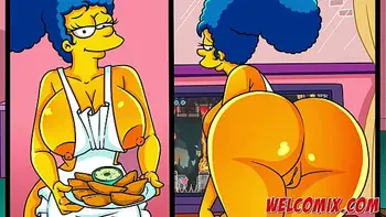 While playing video games, friends fuck the MILF!!! The Simptoons, Simpsons porn