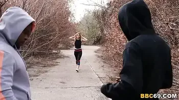 Hiking Turns Interracial Threesome Sex - Leah Lee