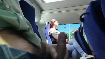 Exhibitionist seduces MILF to Suck & Jerk his Dick in Bus until He Cums