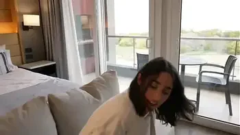 Hotel Maid Gets Caught in his Jacuzzi and will do anything not to get Fired - Amateur Double Cumshot