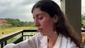 Eating pizza with cum on my face in a public cafe