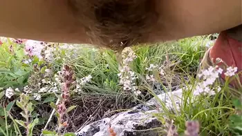 Pee outdoors, risky toilet  in the forest