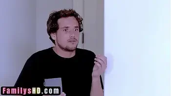 My cock got really hard after taking the wrong pill, so I asked my hot stepmom for help. She made me cum, but before she could clean up, her hubby returned and discovered that she was filthy with cum