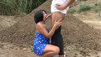 french amateur stepmom makes him cum outdoor on a stinking farm