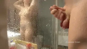 Stepmom came to his bathroom, he started jerking, she likes to watch. My pervert family.