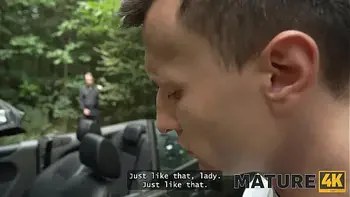 MATURE4K. Mature whore Texas Patti is fucking on top of her car in front of her husband