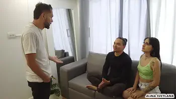 Wife pays the rent with sex in front of her cuck husband and we end doing my first DPP!!