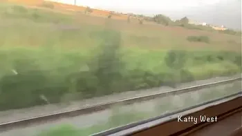 the girl 18 yo showed her panties on the train and jerked off a dick to a stranger in public