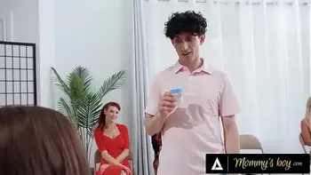 MOMMY'S BOY - Wild Busty MILFs Pounce On Sperm Donor With REVERSE GANGBANG For One Lucky Creampie
