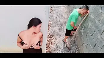 The big-titted and big-assed stepmother fucks the old bricklayer