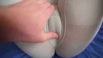 Step sister asked to touch her wet pussy in leggings and fuck her