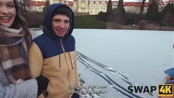 SWAP4K. A Sunday walk ended up as having a hot girl with in our bed, it was her first threesome