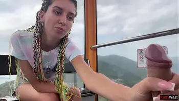 Public Dick Flashing - Girl Jerks My Cock And Swallows Cum On Ferris Wheel