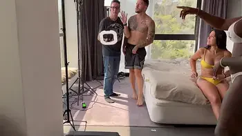 BTS FOURSOME Kesha Ortega, Nuria Millan, Josy Black, Raul Bud, director Julio Rocco