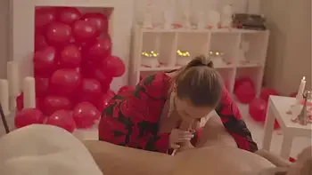 Romantic blowjob and titsjob