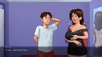 Summertime Saga By DarkCookie - Hot Stepmom Debbie in Seductive Sexy Dress Begs Him to Kiss Her