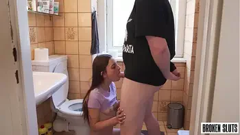 Tiny Stepdaughter POUNDED On The Toilet