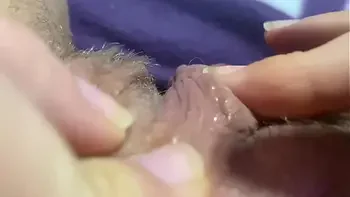 Huge clitoris rubbing and jerking orgasm in extreme closeup