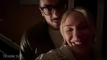 Blonde friend sucks my cock in the elevator and gets fucked hard in the hotel room