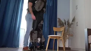 Sexy kitty plays with her sex slave. Femdom in fursuit. Furry fuck. Mistress in fur coat got fucked (Trailer)