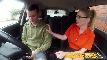 Fake Driving School Exam failure leads to hot sexy blonde car fuck