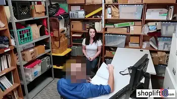 Tattooed big tits teen busted by a cop because of fraud