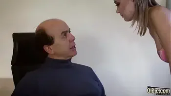 She rides the grandpa cock like she never had sex before and loves to take his cum in her mouth and swallow it