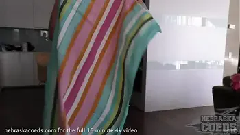 super hot sexy 19yo ella working out nude and masturbating with jump rope handle