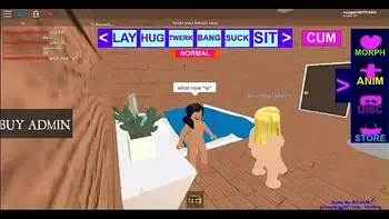 A Hot Blonde Roblox Lesbian licks a Nervous Latino girl as she moans