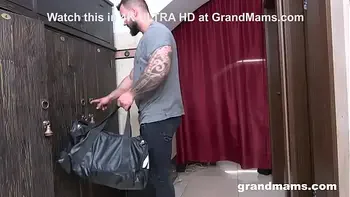 CFNM Hot Granny Rimming in The Locker Room