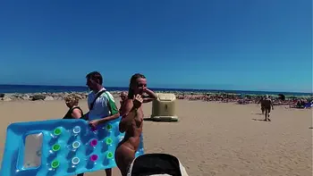 TRAVEL NUDE - Public beach shower with Russian Girl Sasha Bikeyeva Gran Canaria Maspalomas