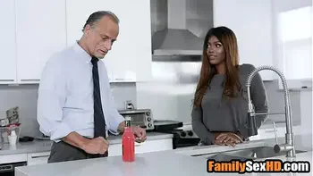 Ebony stepsister lets stepbrother stay in her room after stepdad kicks him out